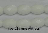 CPB47 15.5 inches 12*16mm faceted rice white porcelain beads