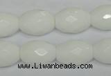 CPB48 15.5 inches 13*18mm faceted rice white porcelain beads