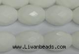 CPB49 15.5 inches 15*20mm faceted rice white porcelain beads