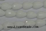 CPB51 15.5 inches 10*14mm faceted teardrop white porcelain beads