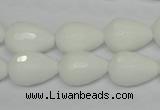 CPB52 15.5 inches 12*16mm faceted teardrop white porcelain beads