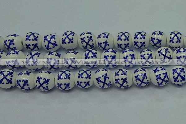 CPB522 15.5 inches 8mm round Painted porcelain beads