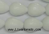 CPB54 15.5 inches 15*20mm faceted teardrop white porcelain beads