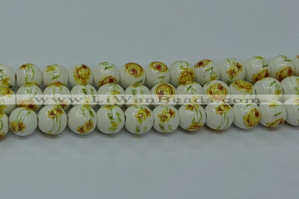 CPB562 15.5 inches 8mm round Painted porcelain beads