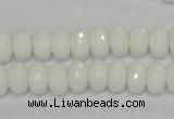 CPB59 15.5 inches 6*10mm faceted rondelle white porcelain beads