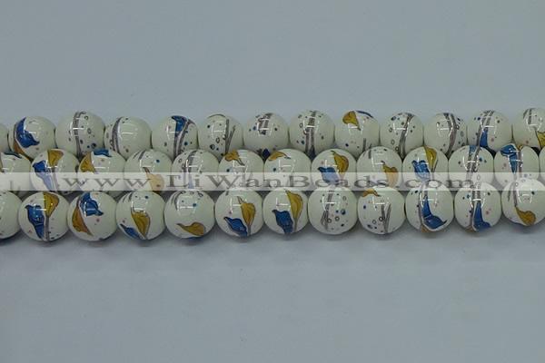 CPB593 15.5 inches 10mm round Painted porcelain beads