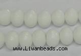 CPB60 15.5 inches 8*12mm faceted rondelle white porcelain beads