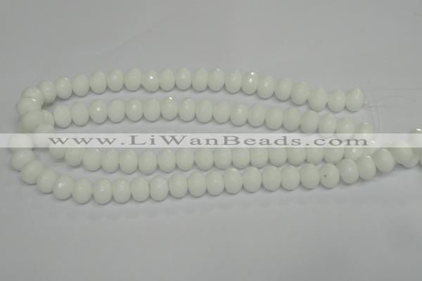 CPB60 15.5 inches 8*12mm faceted rondelle white porcelain beads