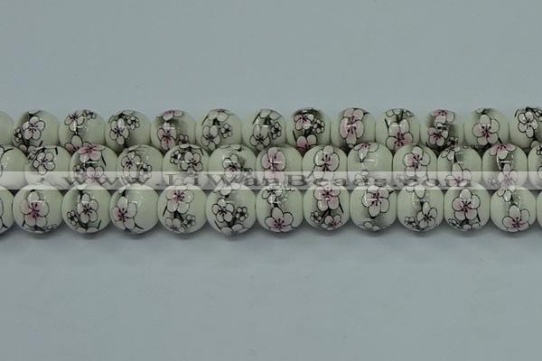 CPB603 15.5 inches 10mm round Painted porcelain beads