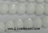 CPB61 15.5 inches 10*14mm faceted rondelle white porcelain beads