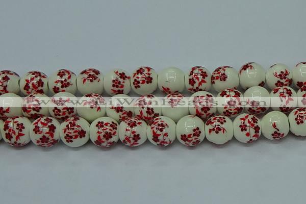 CPB612 15.5 inches 8mm round Painted porcelain beads