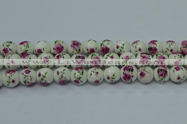 CPB633 15.5 inches 10mm round Painted porcelain beads