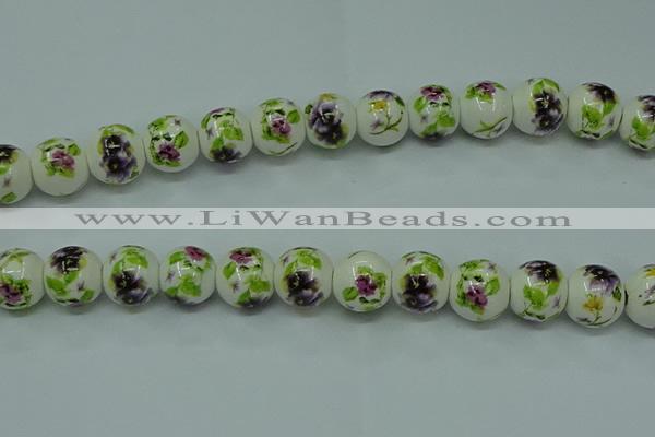 CPB664 15.5 inches 12mm round Painted porcelain beads