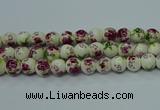 CPB701 15.5 inches 6mm round Painted porcelain beads