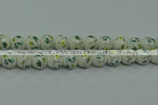 CPB784 15.5 inches 12mm round Painted porcelain beads