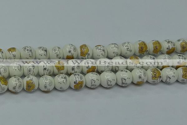 CPB803 15.5 inches 10mm round Painted porcelain beads