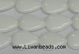 CPB91 15.5 inches 15*20mm flat teardrop white porcelain beads wholesale