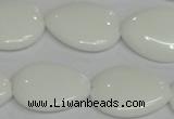 CPB92 15.5 inches 18*25mm flat teardrop white porcelain beads wholesale