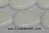 CPB93 15.5 inches 20*30mm flat teardrop white porcelain beads wholesale