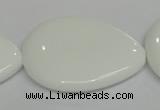 CPB94 15.5 inches 30*40mm flat teardrop white porcelain beads wholesale