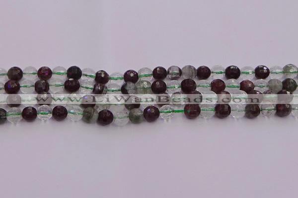 CPC10 15.5 inches 6mm faceted round green phantom quartz beads