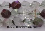 CPC16 15.5 inches 8mm faceted nuggets green phantom quartz beads