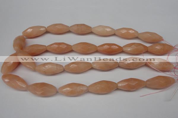 CPE20 15.5 inches 13*30mm faceted rice peach stone beads wholesale