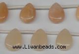 CPE22 Top-drilled 12*16mm flat teardrop peach stone beads wholesale