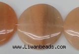 CPE30 15.5 inches 30mm flat round peach stone beads wholesale