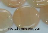 CPI103 15.5 inches 30mm flat round pink aventurine jade beads