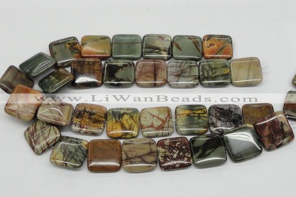 CPJ07 15.5 inches 25*25mm square picasso jasper beads wholesale