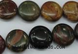 CPJ163 15.5 inches 16mm flat round picasso jasper gemstone beads