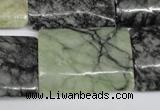 CPJ239 15.5 inches 22*30mm flat tube green picasso jasper beads