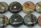 CPJ27 15.5 inches 20mm flat round picasso jasper beads wholesale