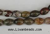 CPJ365 15.5 inches 8*10mm rice picasso jasper gemstone beads