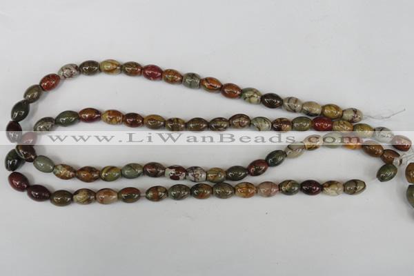 CPJ365 15.5 inches 8*10mm rice picasso jasper gemstone beads