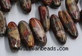 CPJ376 15.5 inches 8*14mm - 8*22mm picasso jasper & pyrite chips beads