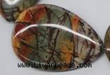 CPJ38 15.5 inches 40*60mm flat teardrop picasso jasper beads wholesale