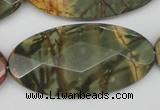 CPJ415 15 inches 25*50mm faceted oval picasso jasper gemstone beads