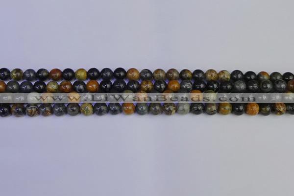 CPJ471 15.5 inches 6mm round black picasso jasper beads wholesale