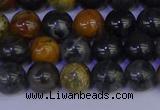 CPJ472 15.5 inches 8mm round black picasso jasper beads wholesale