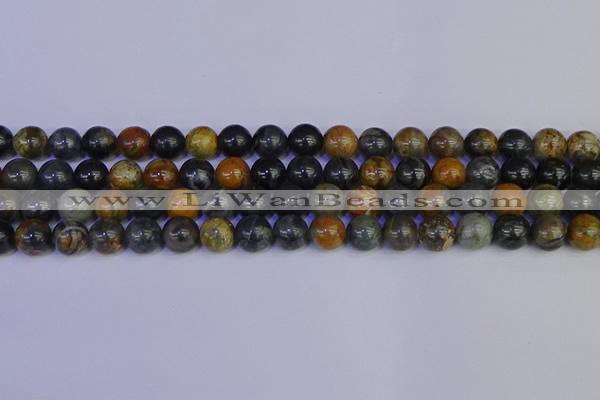 CPJ473 15.5 inches 10mm round black picasso jasper beads wholesale