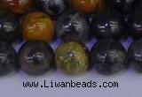 CPJ474 15.5 inches 12mm round black picasso jasper beads wholesale