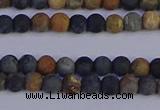 CPJ490 15.5 inches 4mm round matte black picasso jasper beads