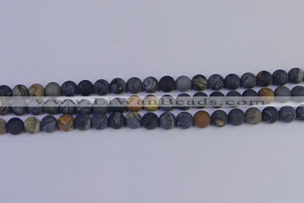 CPJ493 15.5 inches 10mm round matte black picasso jasper beads