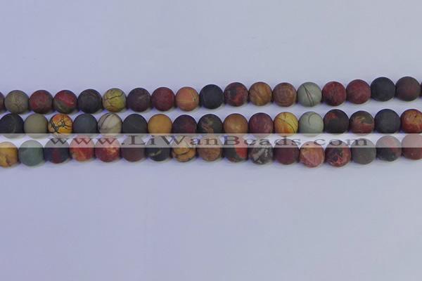 CPJ503 15.5 inches 10mm round matte picasso jasper beads wholesale