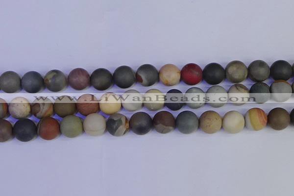 CPJ515 15.5 inches 14mm round matte polychrome jasper beads wholeasle