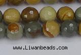 CPJ542 15.5 inches 8mm faceted round wildhorse picture jasper beads