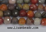 CPJ546 15.5 inches 4mm faceted round polychrome jasper beads