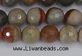 CPJ548 15.5 inches 8mm faceted round polychrome jasper beads